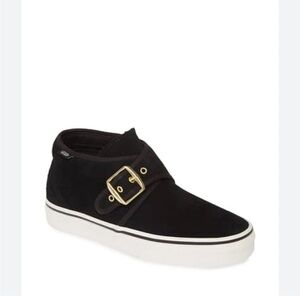 Vans Monk Strap Black Suede Chukka Sneakers with Gold Buckle